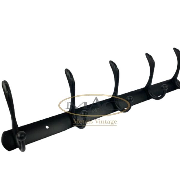 Pendurador de Toalha com 5 Ganchos Vintage Retrô Preto G3014P