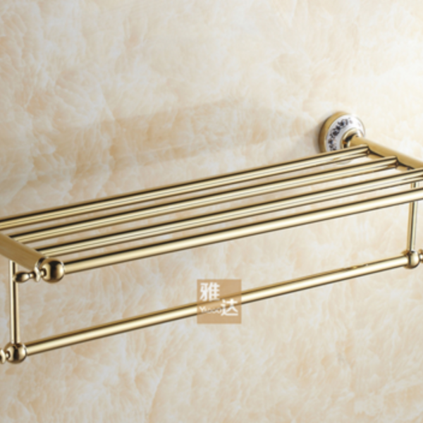 Pendurador de Toalha Vintage Quádruplo Dourado Ouro com Porce