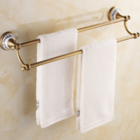 Pendurador De Toalha Vintage Retrô Duplo Bronze C/ Porcelana