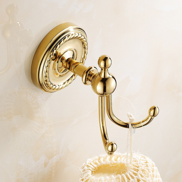 Pendurador De Toalha Vintage Retrô Gancho Duplo Dourado Ouro