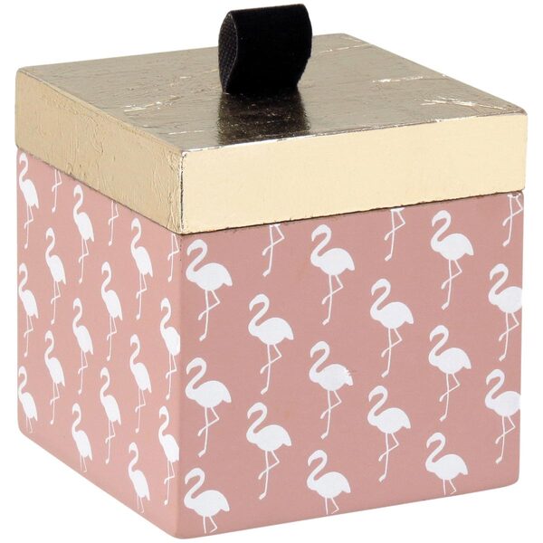 Penélope Caixa Organizadora Decoração 10x10x10cm Madeira Rosa