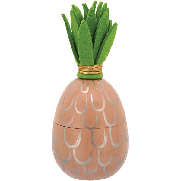 Penélope Porta Joias 18x8x8cm Madeira Rosa Abacaxi