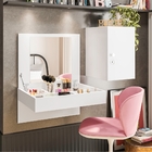 Pentadeira Escrivaninha Peters Com Nichos E Espelho Branco