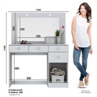 Penteadeira 01 Porta 04 Gavetas Com Espelho E Led Charme Henn