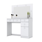 Penteadeira 01 Porta 04 Gavetas Com Espelho E Led Charme Henn