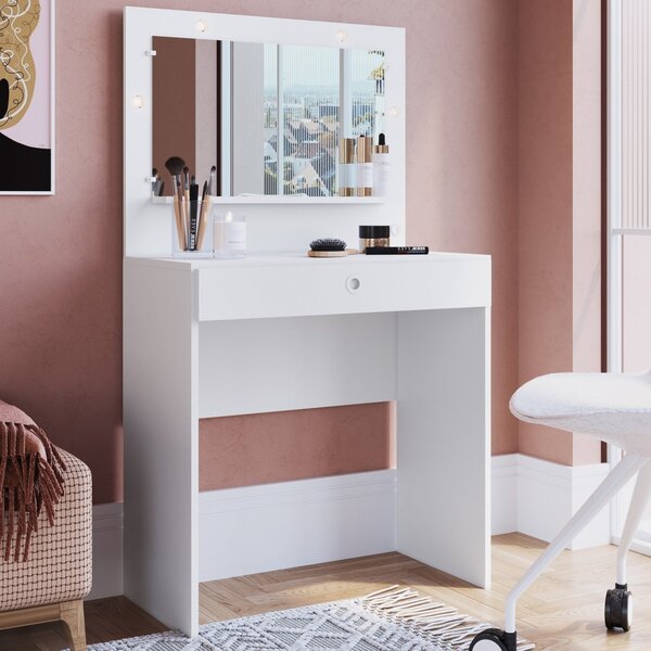 Penteadeira 1 Gaveta Com Iluminação Led Star  Branco