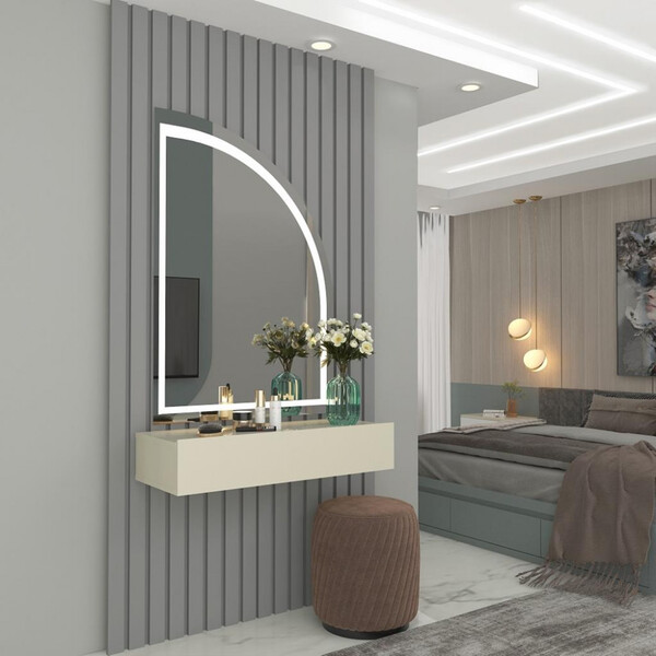 Penteadeira 1 Gaveta Led Ripado Realeza Gelius