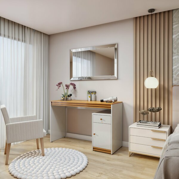 Penteadeira 1 Porta 1 Gaveta 100% Mdf Sem Espelho Charlotte O