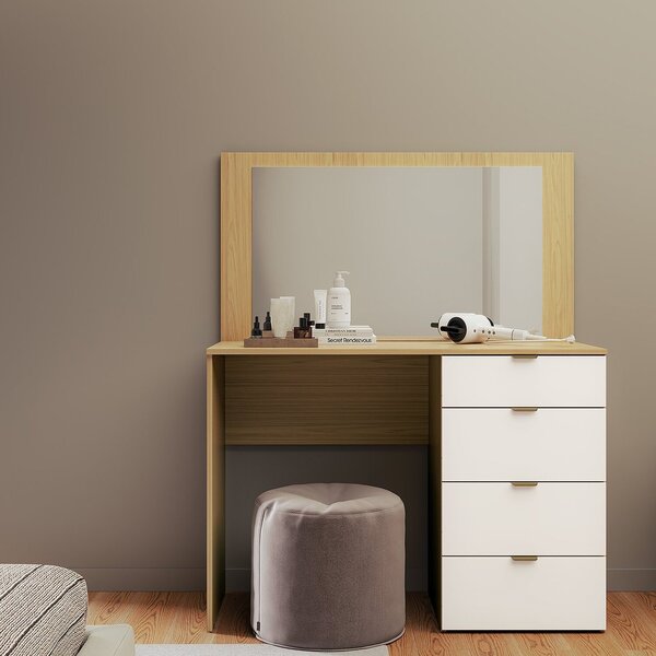 Penteadeira 4 Gavetas E Espelho Lis Canary/off White