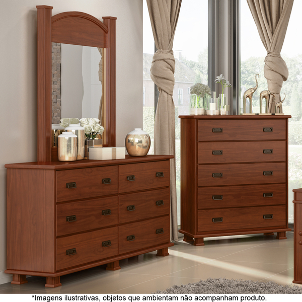 Penteadeira 6 Gavetas Em Madeira Maciça Itália Avelã - Straub