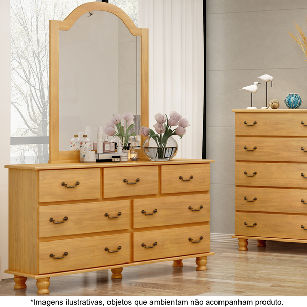 Penteadeira 7 Gavetas Em Madeira Maciça Havana Mel - Straub W