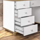 Penteadeira 9 Gavetas Branco Com Amêndoa Led Espelho Com Banq