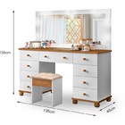 Penteadeira 9 Gavetas Camarim Com Led E Espelho + Banqueta