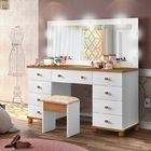 Penteadeira 9 Gavetas Camarim Com Led E Espelho + Banqueta