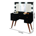 Penteadeira Acompanha Banqueta Retro Com 05 Gavetas Preto Ari