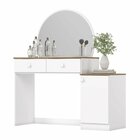 Penteadeira Agnes 2 Gavetas Espelho Circular E Puxadores Em A