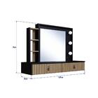 Penteadeira Amber 2 Gavetas Com Espelho Preto/brise - Genialf