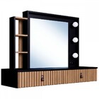 Penteadeira Amber 2 Gavetas Com Espelho Preto/brise - Genialf