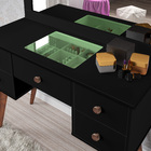 Penteadeira Arizona E Banqueta Retro Com Espelho E Led Preto