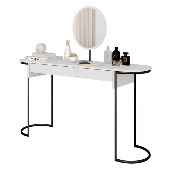 Penteadeira Aysha 2 Gaveta E Espelho Industrial Bco/preto Fos