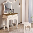 Penteadeira Baby Luxo 1 Gaveta E Banqueta Almofadada Pérola/n