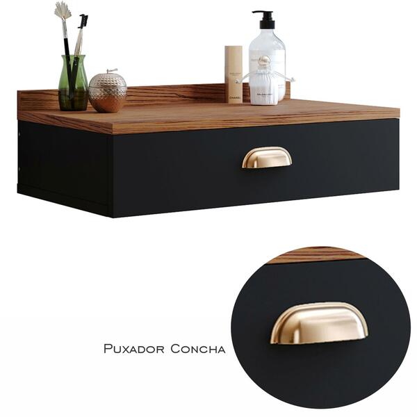 Penteadeira Bancada Suspensa Moderna Gloss 1 Gaveta Puxador C