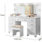 Penteadeira Branca Camarim 9 Gavetas Led Espelho + Banqueta