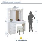 Penteadeira Camarim 100% Mdf 5 Gavetas Munique Branco