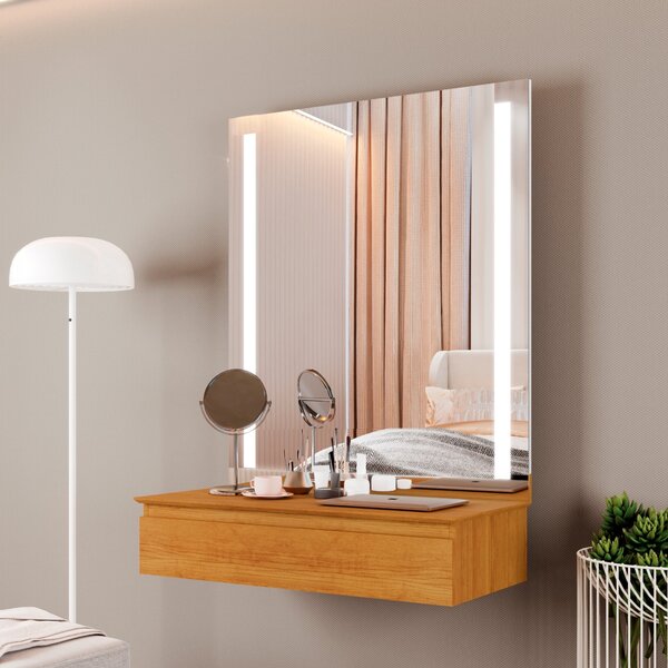 Penteadeira Camarim 1 Gaveta 100%mdf Com Led Paris Naturalle