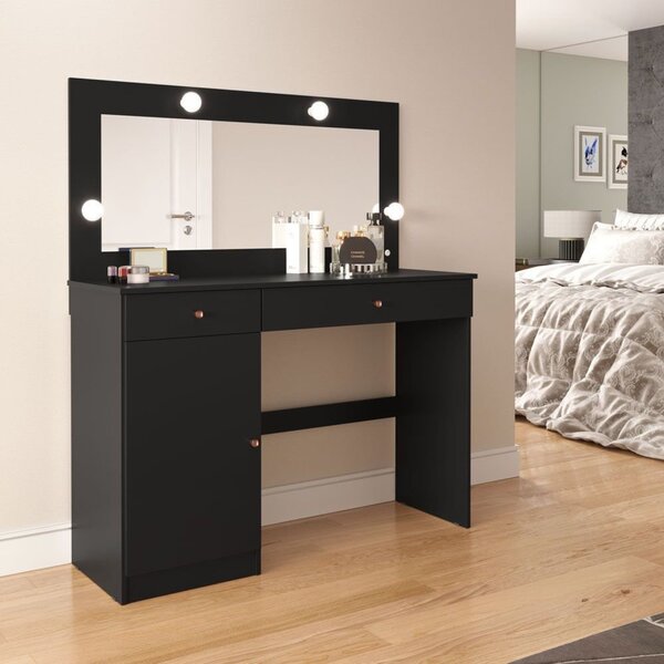 Penteadeira Camarim 1 Porta 2 Gavetas Diamante Preto