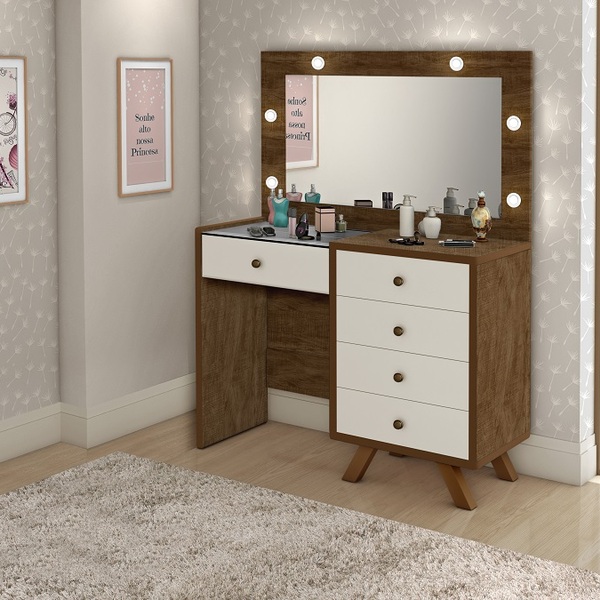 Penteadeira Camarim 5 Gavetas Estilo Retro Das Blogueiras Luxo