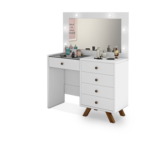 Penteadeira Camarim 5g Mdf Pes E Puxador De Madeira Classic C