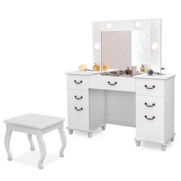 Penteadeira Camarim 7 Gavetas Banqueta Branco Móveis Lupi