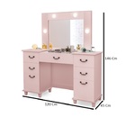 Penteadeira Camarim 7 Gavetas Rosa Adolescente E Adulto Led E