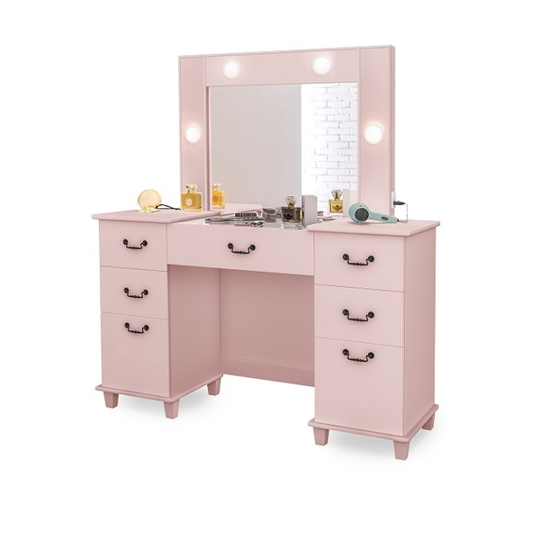 Penteadeira Camarim 7g Rose Tomada E Usb Mais Led E Espelho C