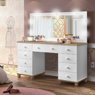 Penteadeira Camarim 9 Gavetas Branco  Com Amêndoa Espelho Led