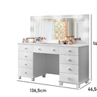 Penteadeira Camarim 9 Gavetas Led Espelho