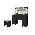 Penteadeira Camarim 9 Gv Preto Fosco 1,16m Banqueta Camarim