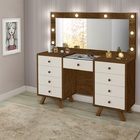 Penteadeira Camarim 9g Mdf Pes De Madeira Classic Cor Malbec