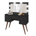 Penteadeira Camarim Arizona Preta C/ Gaveta Colmeia E Leds