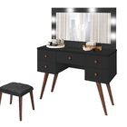 Penteadeira Camarim Arizona Preta C/ Gaveta Colmeia E Leds