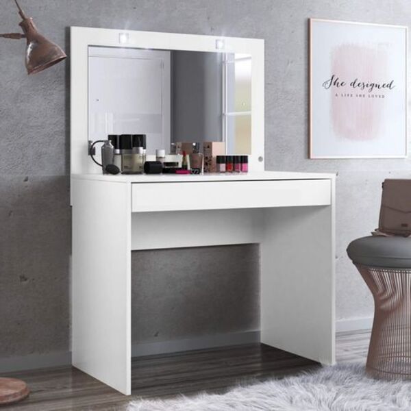 Penteadeira Camarim Atraente Com Led 1 Gaveta Branco Demóbile