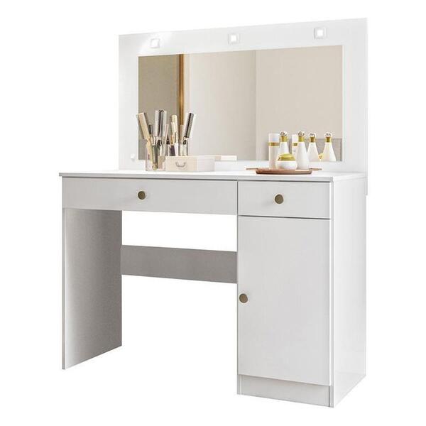 Penteadeira Camarim Bella Com Porta E 2 Gavetas Branco Moval