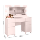 Penteadeira Camarim C/ Led Espelho Moderno Mdf Clean Rosa