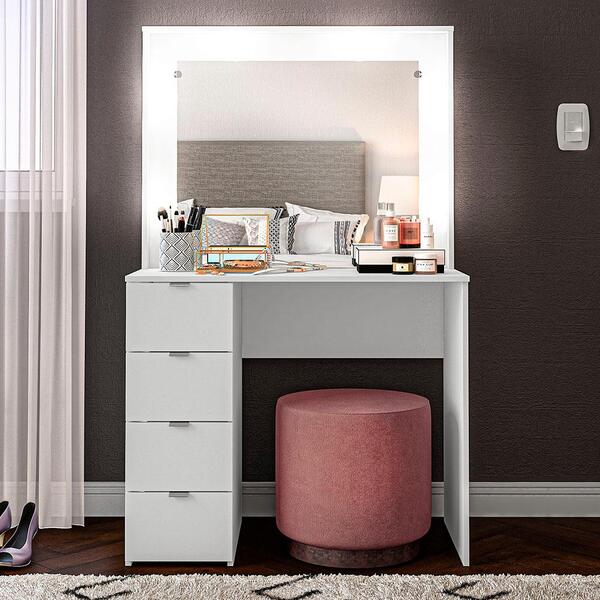 Penteadeira Camarim Califórnia 4 Gavetas Espaço Para 6 Lâmpad