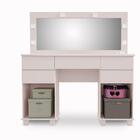 Penteadeira Camarim Clean 100% Mdf Rosa Com Led Espelho Pés M
