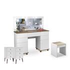 Penteadeira Camarim Clean Branco Amad Led Kit Mesa De Cabecei