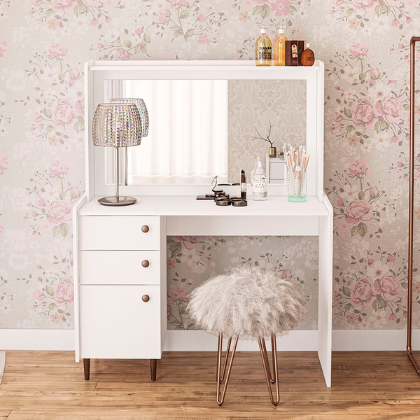 Penteadeira Camarim Com Espelho 01 Porta 02 Gavetas Luisiana