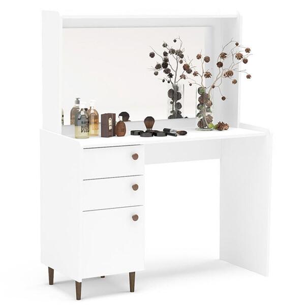 Penteadeira Camarim Com Espelho 3 Gavetas Luisiana Branco - P