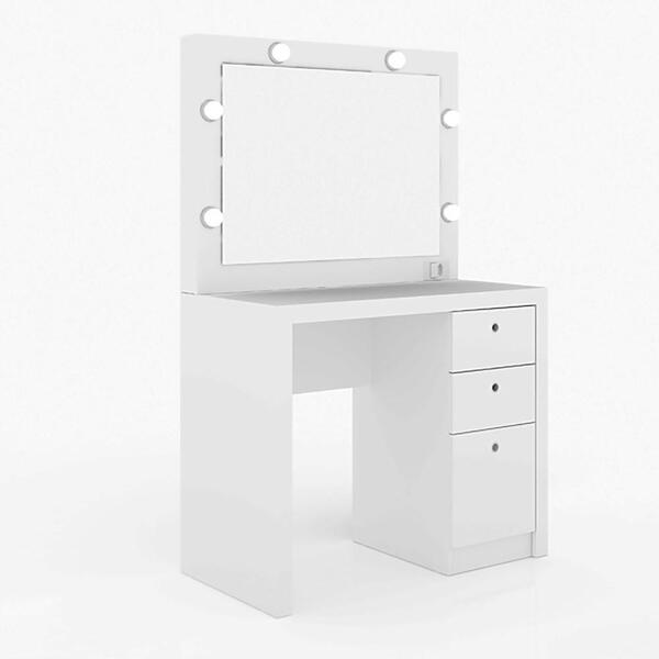 Penteadeira Camarim Com Espelho 3 Gavetas Pe2010 Branco - Tec